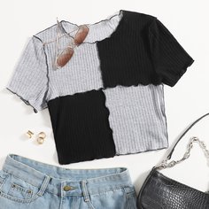 Контрастная футболка Shein