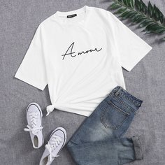 Футболка с текстовым принтом Shein