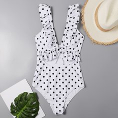 Слитный купальник в горошек Shein