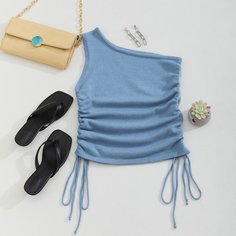 Трикотажный топ на кулиске с одним плечом Shein