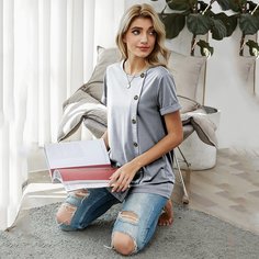 Длинная футболка с пуговицами Shein