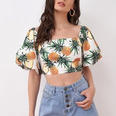 Оборка Фрукты и овощи Бохо Блузы Shein