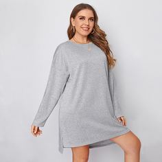 Однотонное платье-футболка размера плюс Shein