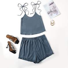 Кроп майка и шорты размера плюс Shein