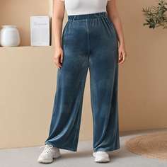 Бархатные широкие брюки размера плюс Shein