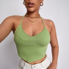 Трикотажный топ-халтер Shein