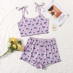 Пижама с принтом клубники Shein