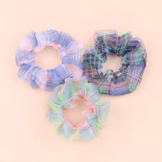 3шт резинка для волос в клетку для девочек Shein