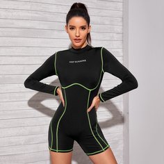 на молнии Лозунг Спортивный комплектный костюм Shein