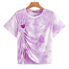 с разрезом тай дай Повседневный Футболки Shein