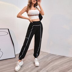 Брюки со светоотражающими полосками Shein