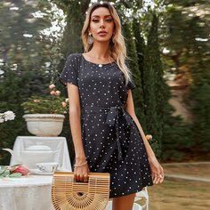 с поясом Сердечко Повседневный Платье Shein