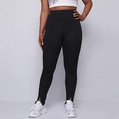 Разрез Одноцветный Повседневный Брюки размер плюс Shein