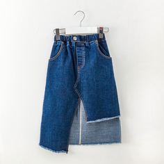 Асимметричный Одноцветный Джинсовые юбки для девочек Shein