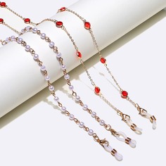 2шт цепочка для очков с искусственными жемчугами и листвой Shein