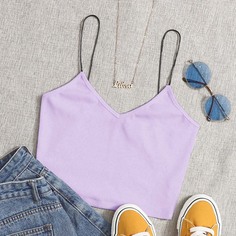 Трикотажный короткий топ Shein