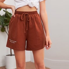 Шорты на кулиске с текстовым принтом Shein