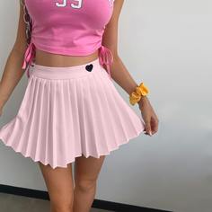 Плиссированная юбка мини с принтом сердечка Shein