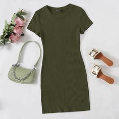 Однотонное вязаное платье Shein