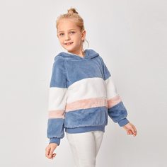 Контрастная плюшевая толстовка для девочек Shein