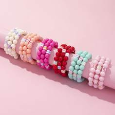 6шт браслет из бусин для девочек Shein