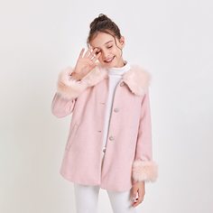 с карманами Одноцветный Повседневный Пальто для девочек Shein