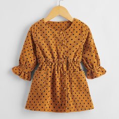 Вельветовое платье в горошек для девочек Shein