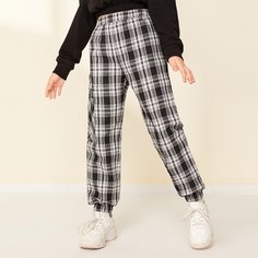 Брюки в клетку с карманом для девочек Shein