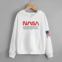с карманами Лозунг Повседневный Толстовки для девочек Shein