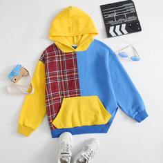 Контрастная асимметричная толстовка для девочек Shein