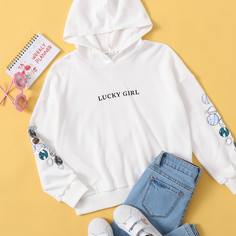 Принт космос Повседневный Толстовки для девочек Shein