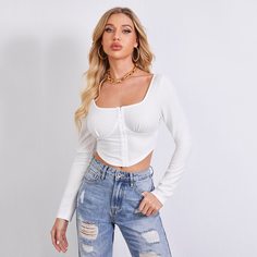 Асимметричный короткий топ на крючках Shein