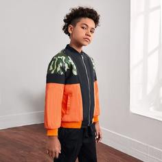 на молнии Камуфляж Повседневный Куртки для мальчиков Shein