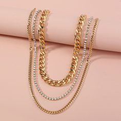 3шт ожерелье со стразами Shein