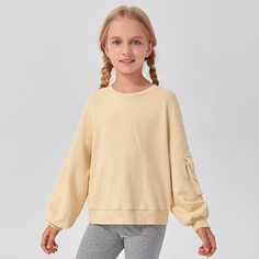 Пуловер с карманом для девочек Shein