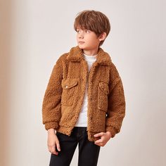 с карманами Одноцветный Повседневный Куртки для мальчиков Shein