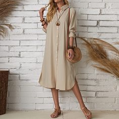 Разрез Одноцветный Повседневный Платье Shein