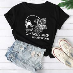 Цветочный Повседневный Футболки Shein