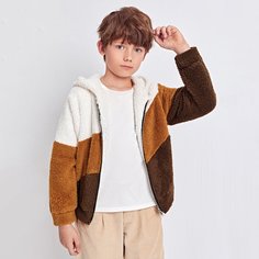 на молнии Контрастный цвет Повседневный Куртки для мальчиков Shein