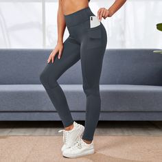 Спортивные леггинсы с широкой талией и карманом для телефона Shein