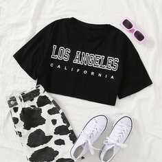 Джинсовая куртка с текстовым принтом Shein