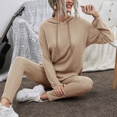 Однотонная толстовка на кулиске и джоггеры Shein