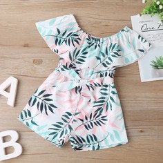 с оборками Растения Бохо Комбинезоны для девочек Shein