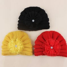 3шт детская вязаная шапка с цветком Shein