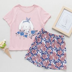 Пижама с оригинальным принтом для девочек Shein