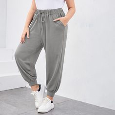 Спортивные брюки размера плюс на кулиске Shein