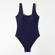 Слитный купальник с глубоким крыглым воротником Shein