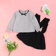 Сарафан-юбка и блуза в полоску для девочек Shein