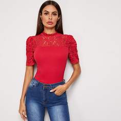 Топ с кружевом и застежкой сзади Shein