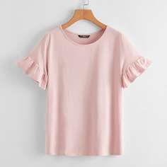 Однотонный топ с оборками Shein